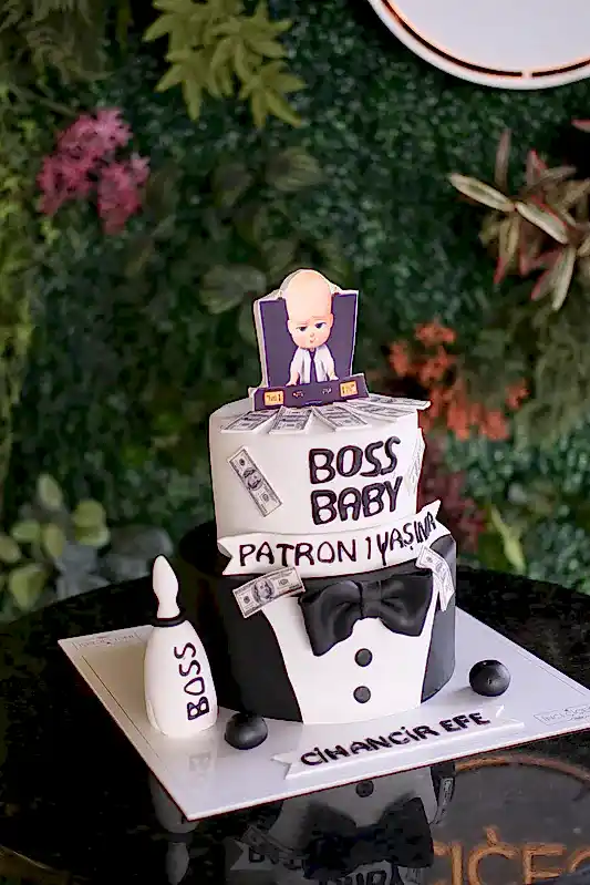 Butik Katlı Patron Bebek Smokinli Pasta