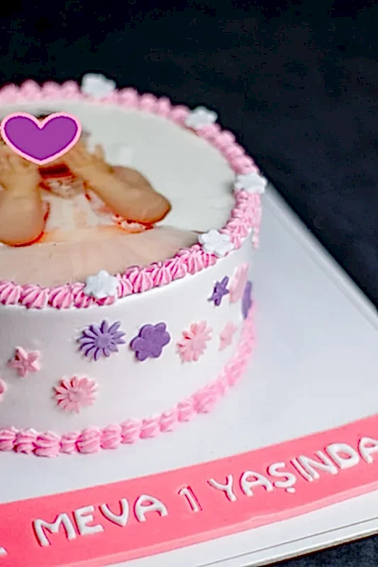 Butik Resimli Çiçekli Pasta